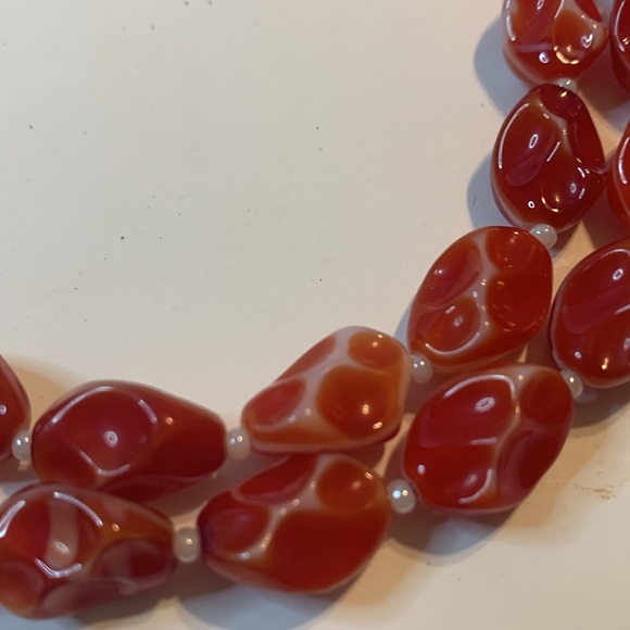 No Brand Red Stone Necklace 18 inches each side 36 inches in all Used - Picture 3 of 4